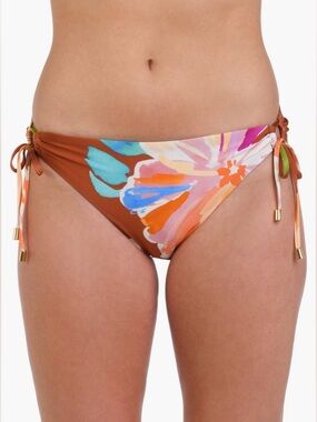 La Blanca Bikini Bottoms Saharan Sands Hipster Cinnamon Tie Sides Size 4 NWT